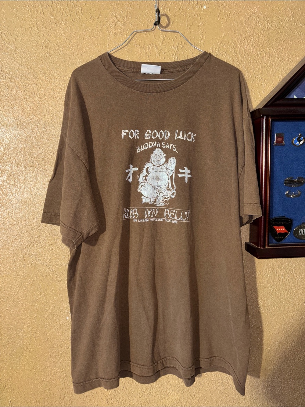 urban pipeline Brown Graphic 'For Good Luck' Crewneck Tee